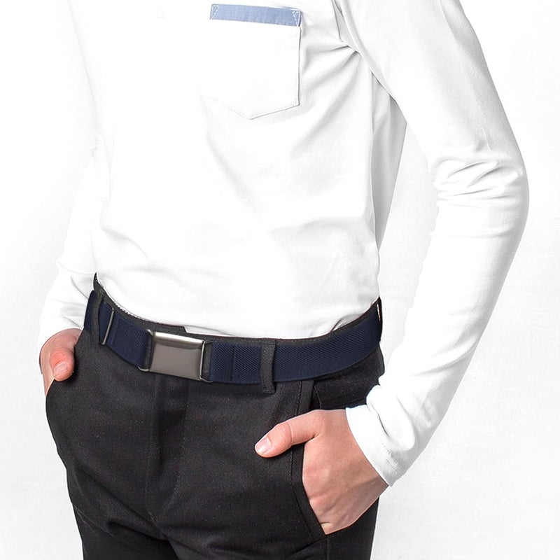 Kajeer Kids Belts 2 Pack for Boys Girls Elastic,Adjustable Silver Square Buckle Boy Toddler Belt for School Uniforms Causal - Image 2